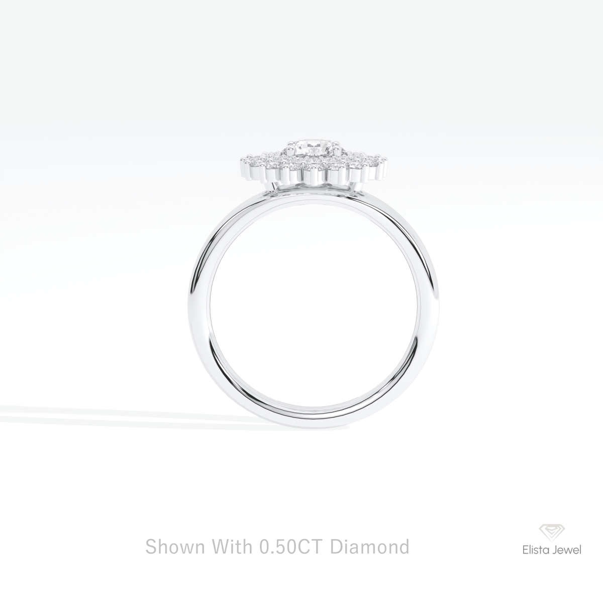 Round Cut Double Halo Wedding Lab Grown Diamond Ring in 10K Rose Gold - Angled View