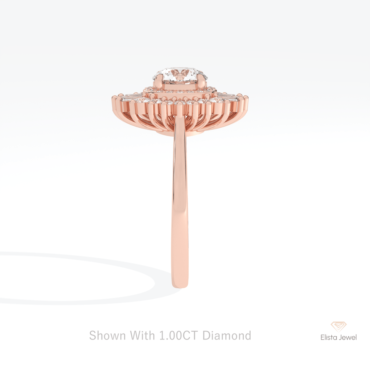 Round Cut Double Halo Wedding Lab Grown Diamond Ring - Additional View