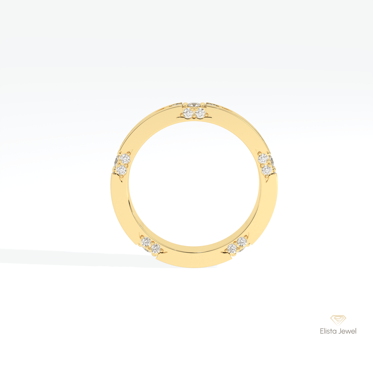 Round Cut Engagement Lab Grown Diamond Band in 10K Rose Gold - Angled View