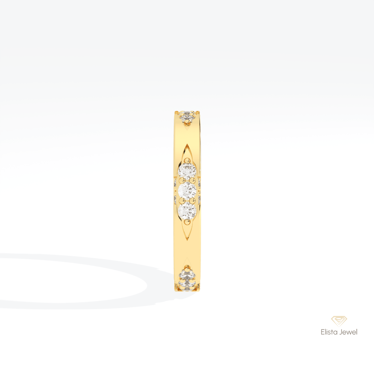 Round Cut Engagement Lab Grown Diamond Band in 14K White Gold - Top View