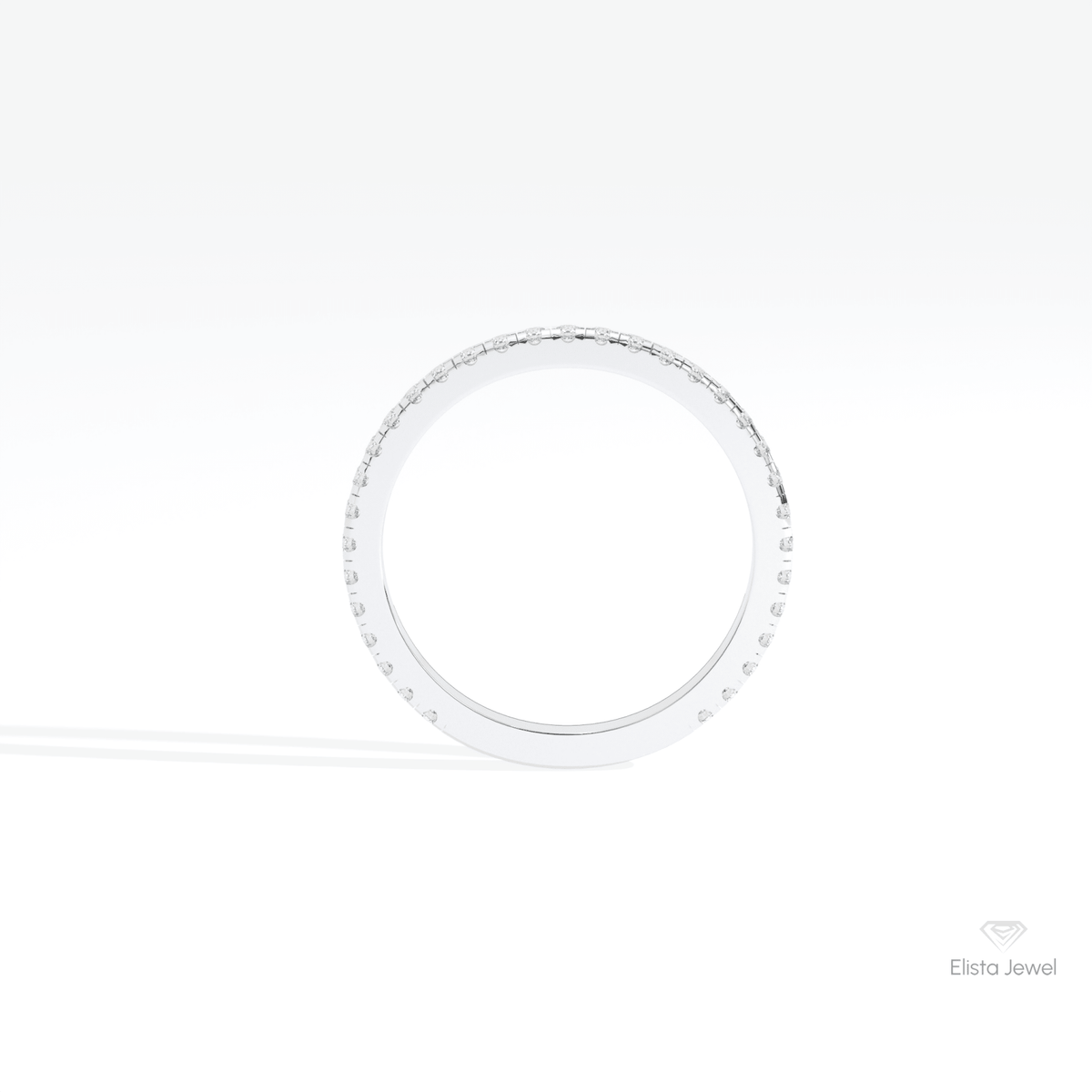Round Cut Eternity Wedding Lab Grown Diamond Band in 10K Rose Gold - Angled View