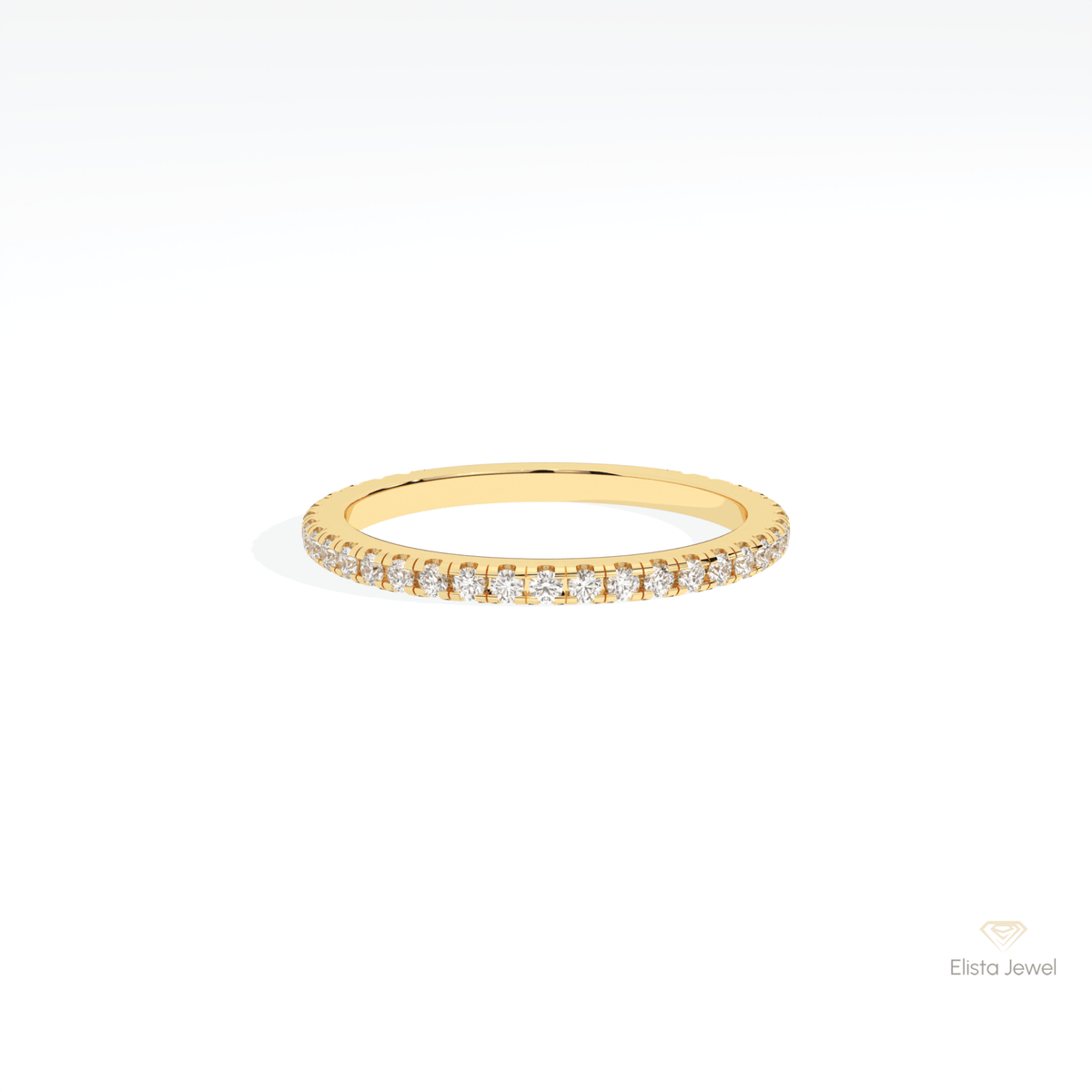 Round Cut Eternity Wedding Lab Grown Diamond Band in 14K Yellow Gold - Detail View