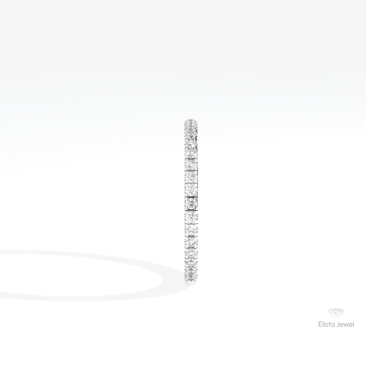 Round Cut Eternity Wedding Lab Grown Diamond Band in 14K White Gold - Top View