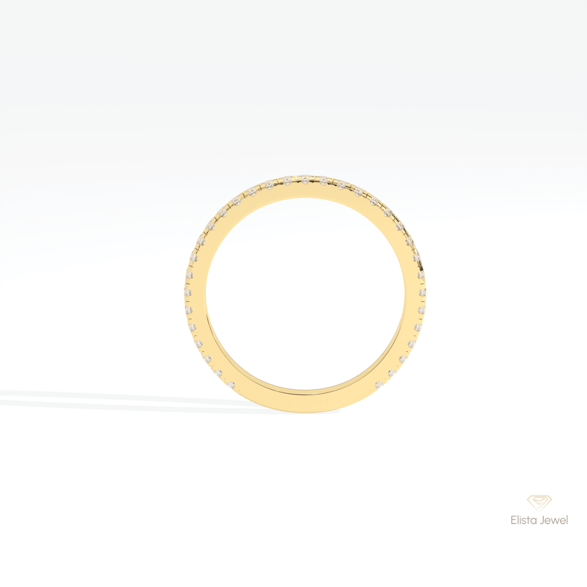 Round Cut Eternity Wedding Lab Grown Diamond Band in 18K White Gold - Close-up View