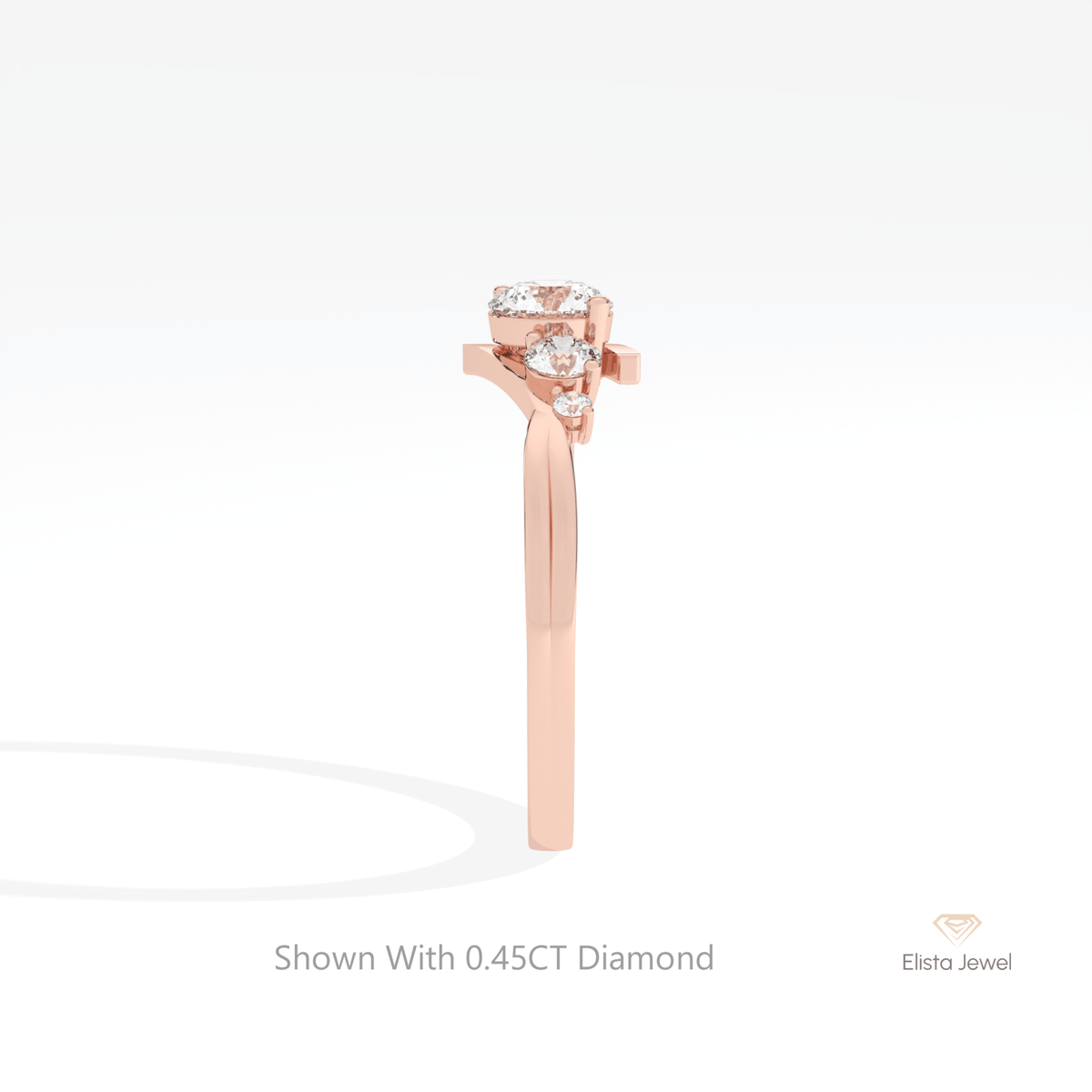 Round Cut Five Stone Engagement Lab Grown Diamond Ring in 18K Yellow Gold - Perspective View