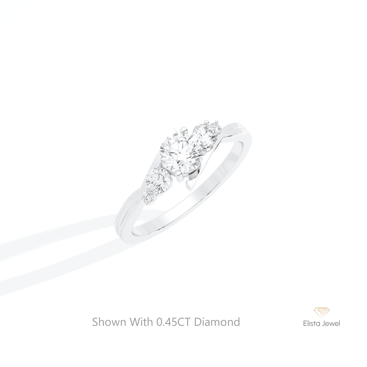 Round Cut Five Stone Engagement Lab Grown Diamond Ring in 10K Yellow Gold - Side View