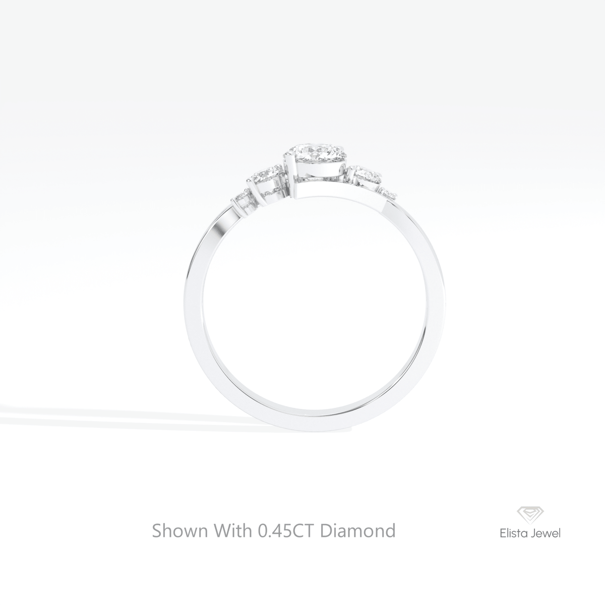 Round Cut Five Stone Engagement Lab Grown Diamond Ring in 10K Rose Gold - Angled View