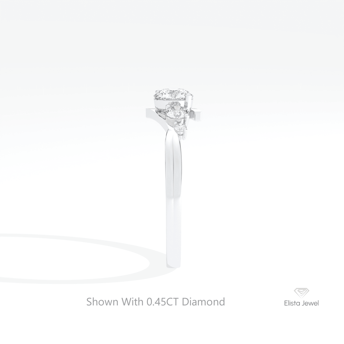 Round Cut Five Stone Engagement Lab Grown Diamond Ring in 14K White Gold - Top View