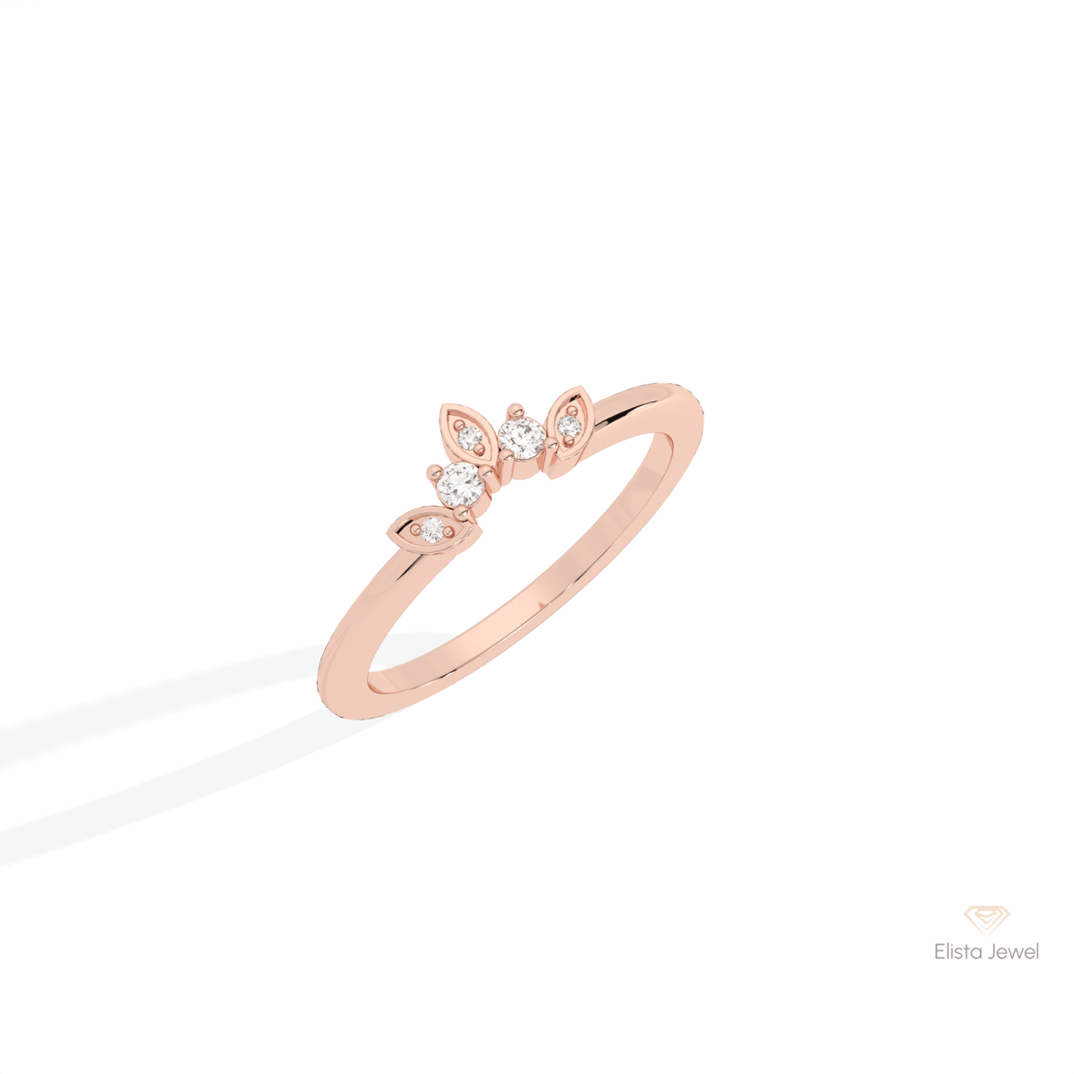 Round Cut Five Stone Wedding Lab Grown Diamond Band in 10K Yellow Gold - Side View