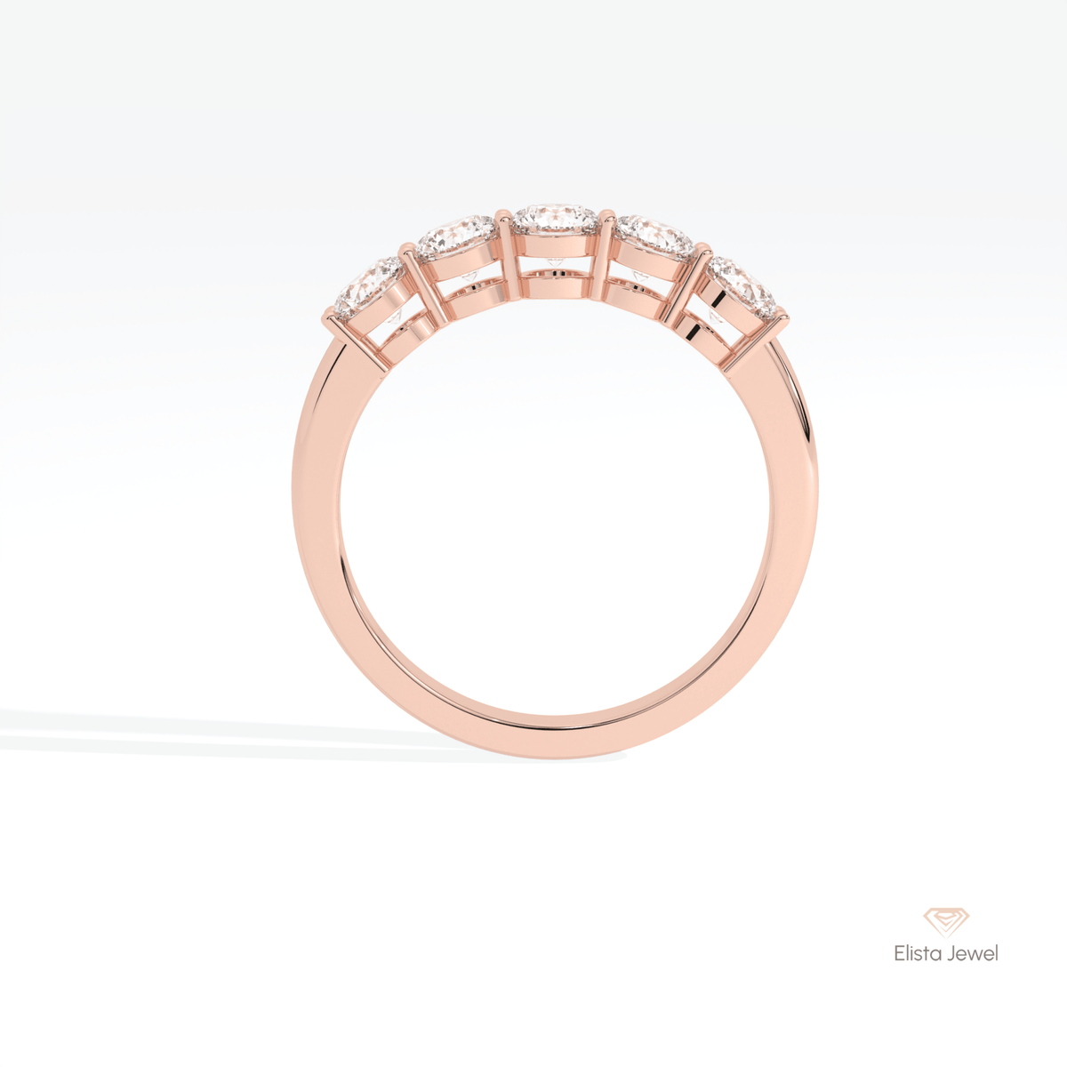 Round Cut Five Stone Wedding Lab Grown Diamond Ring - Alternative View