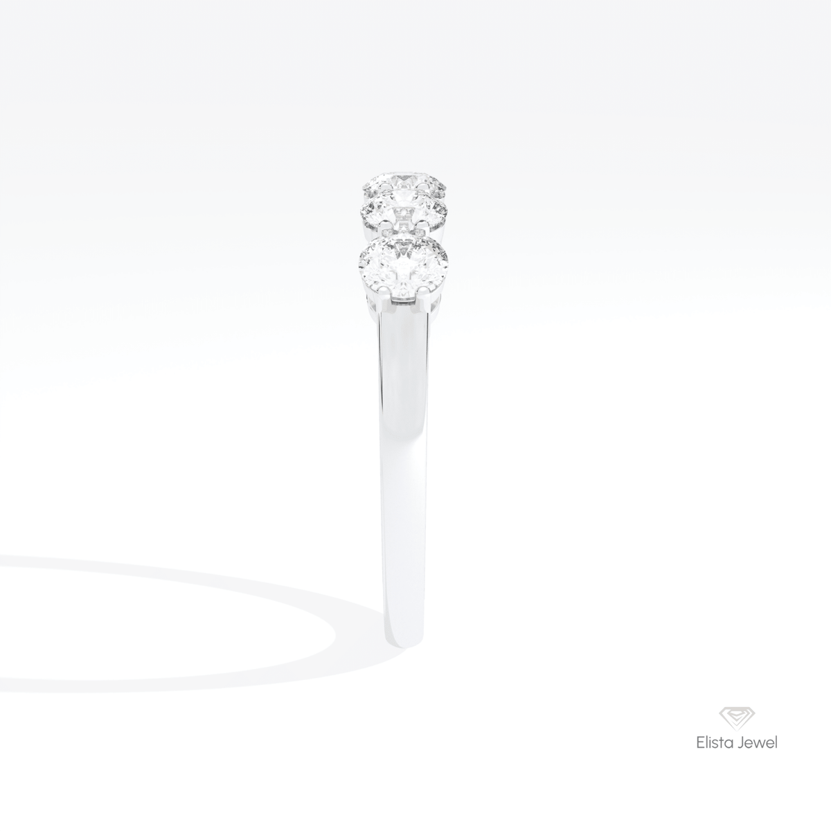 Round Cut Five Stone Wedding Lab Grown Diamond Ring in 14K White Gold - Top View