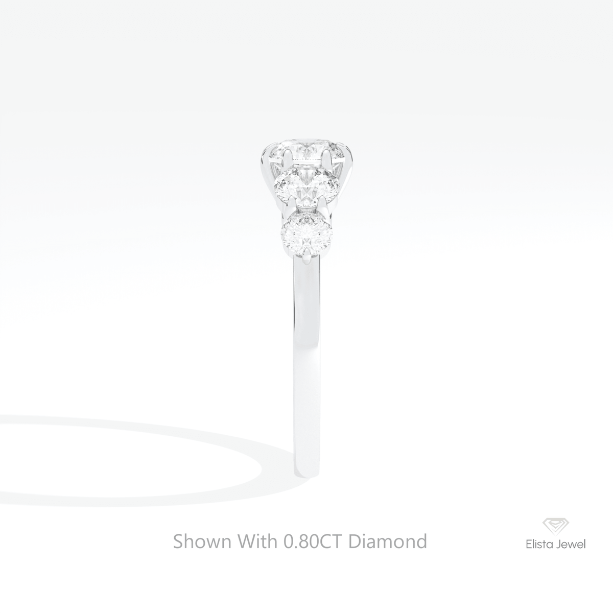 Round Cut Five Stone Wedding Lab Grown Diamond Ring in 18K Yellow Gold - Perspective View