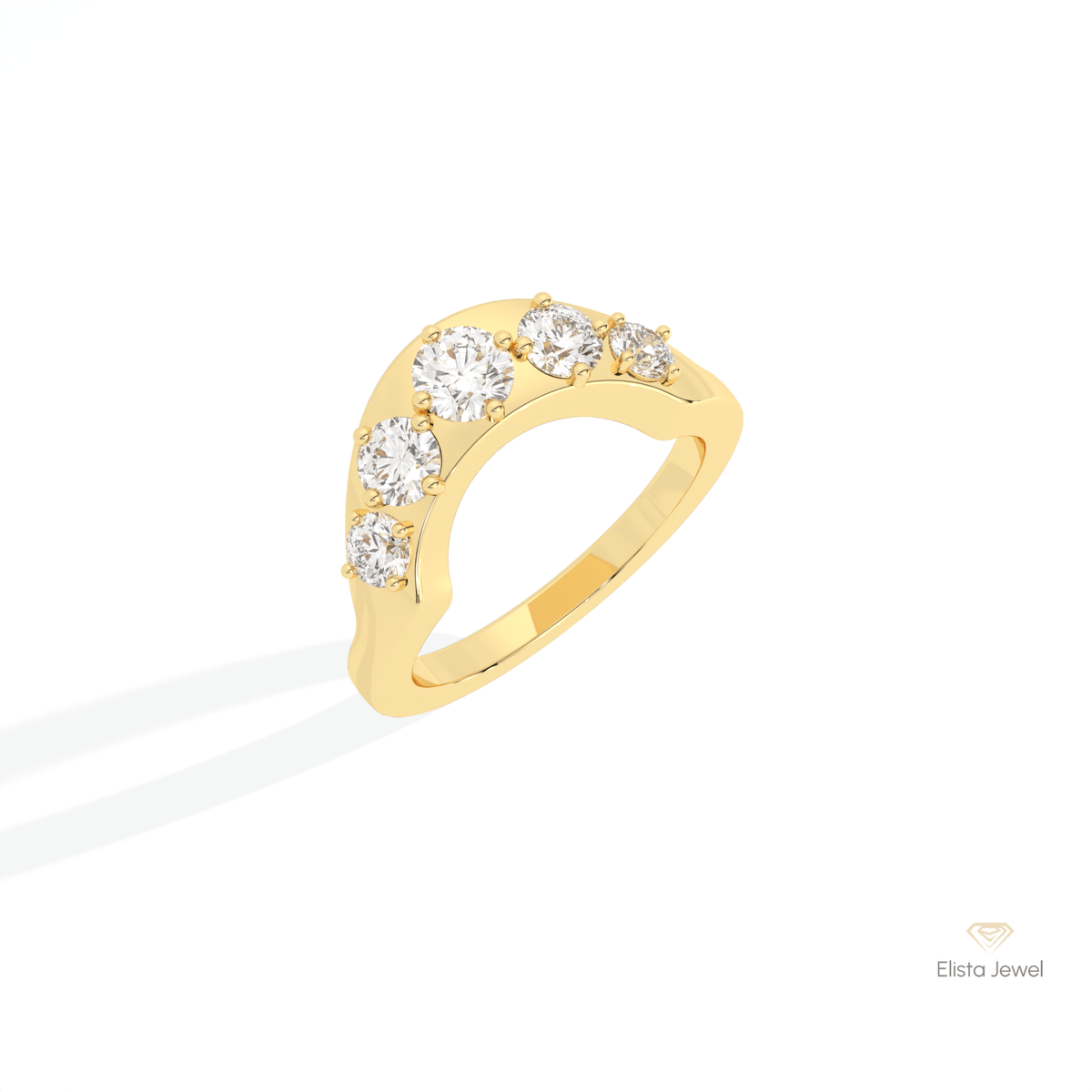 Round Cut Five Stone Wedding Lab Grown Diamond Ring in Platinum - Lifestyle View