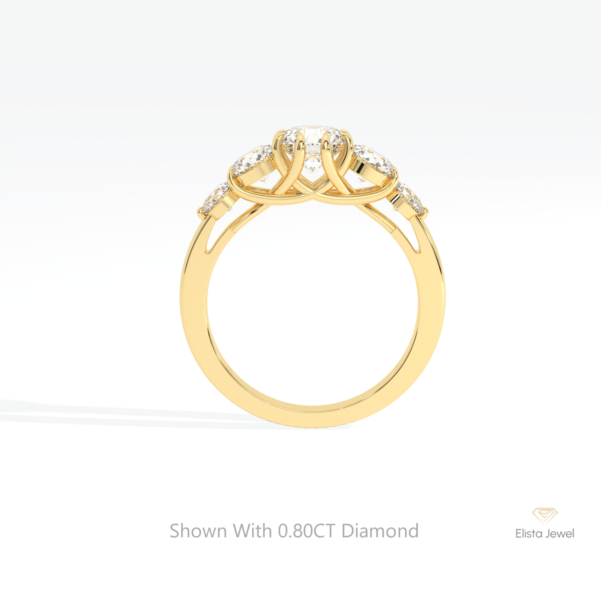 Round Cut Five Stone Wedding Lab Grown Diamond Ring - Alternative View