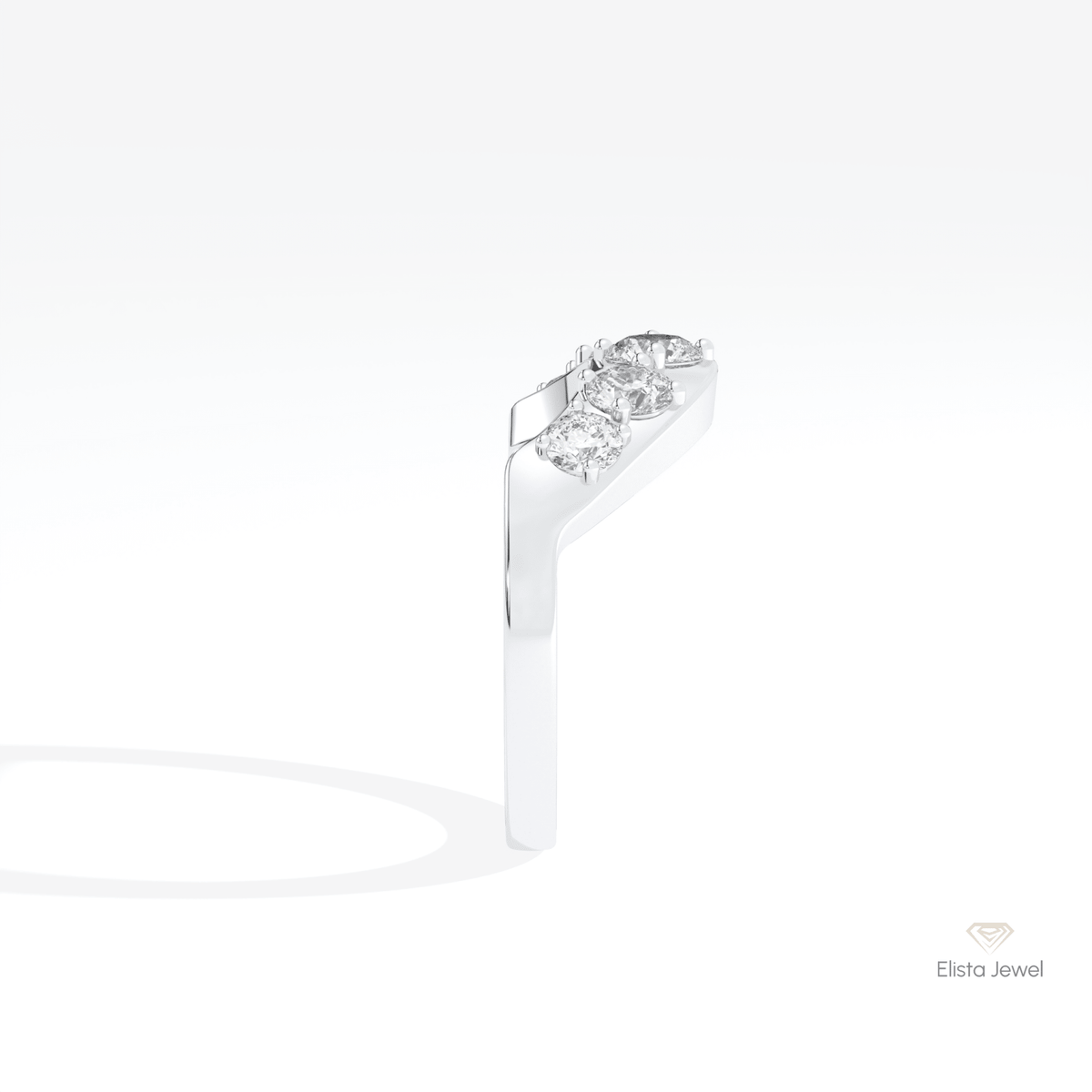 Round Cut Five Stone Wedding Lab Grown Diamond Ring in 18K Yellow Gold - Perspective View