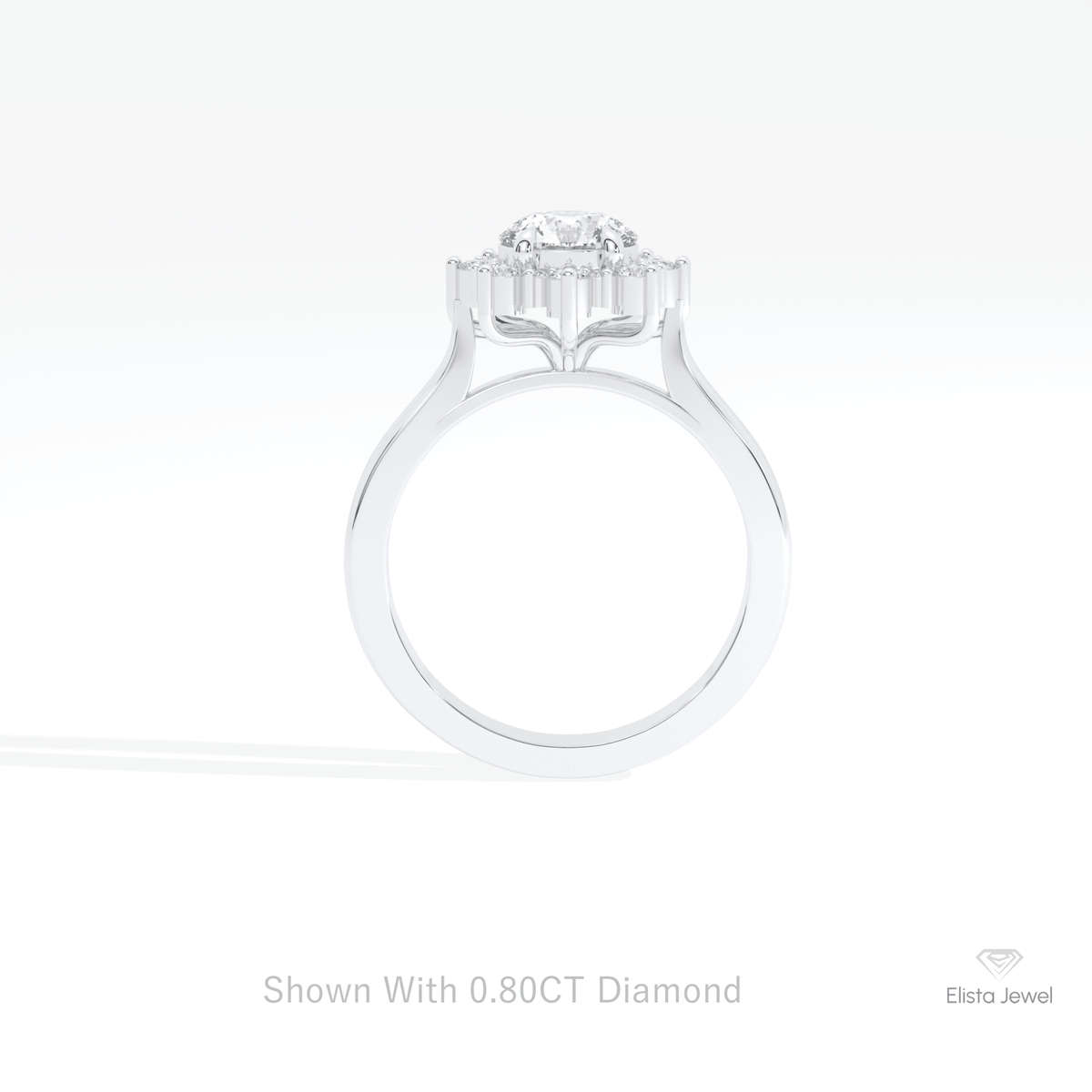 Round Cut Floral Halo Engagement Lab Grown Diamond Ring in 10K Rose Gold - Angled View