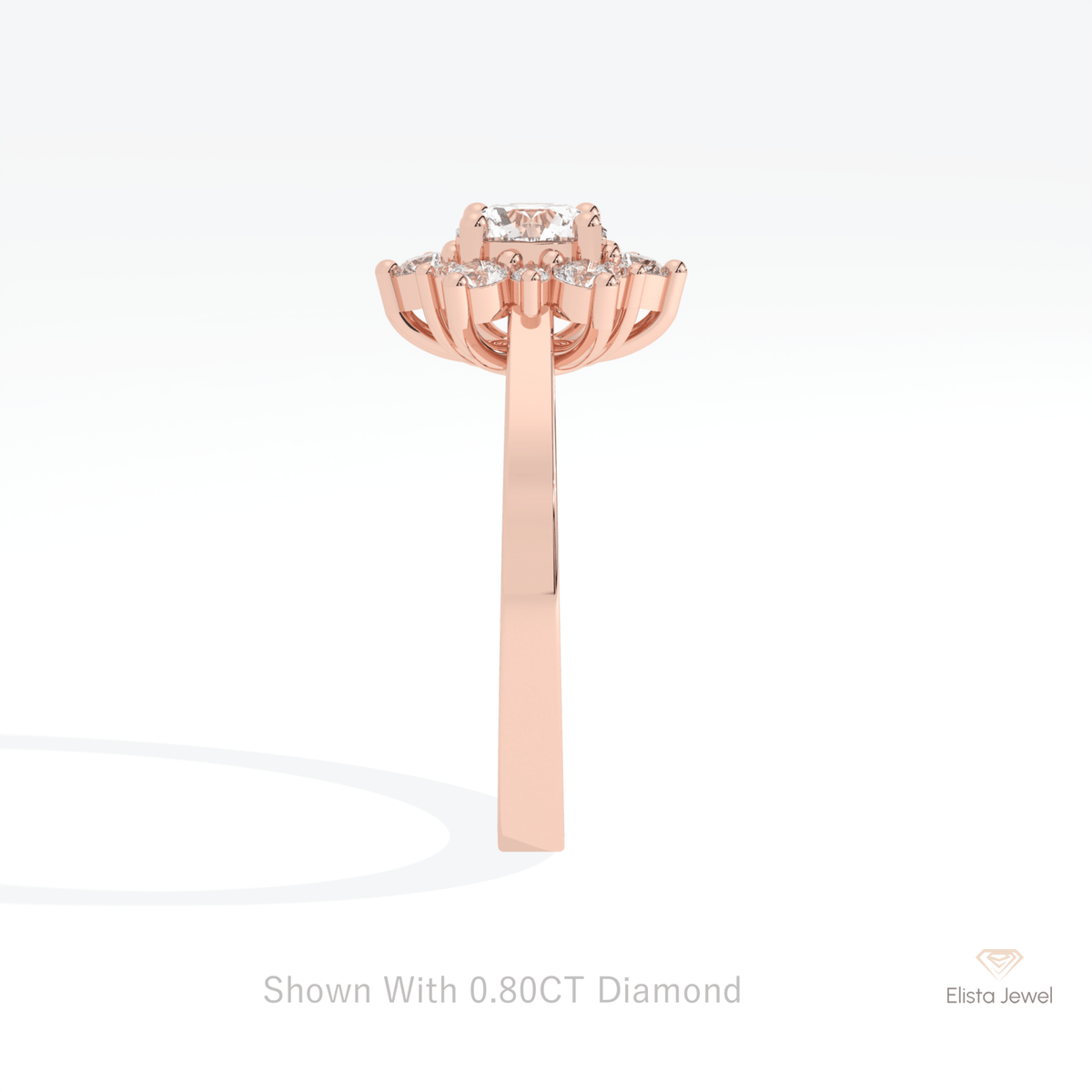 Round Cut Floral Halo Engagement Lab Grown Diamond Ring - Additional View