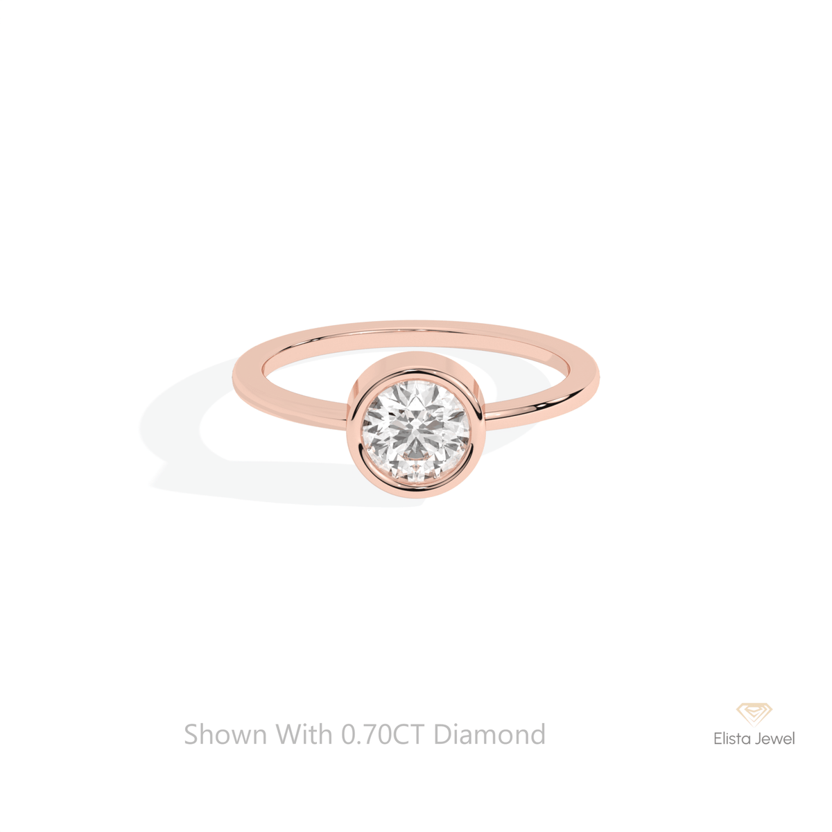 Round Cut Full Bezel Solitaire Lab Grown Diamond Ring in Platinum - Lifestyle View