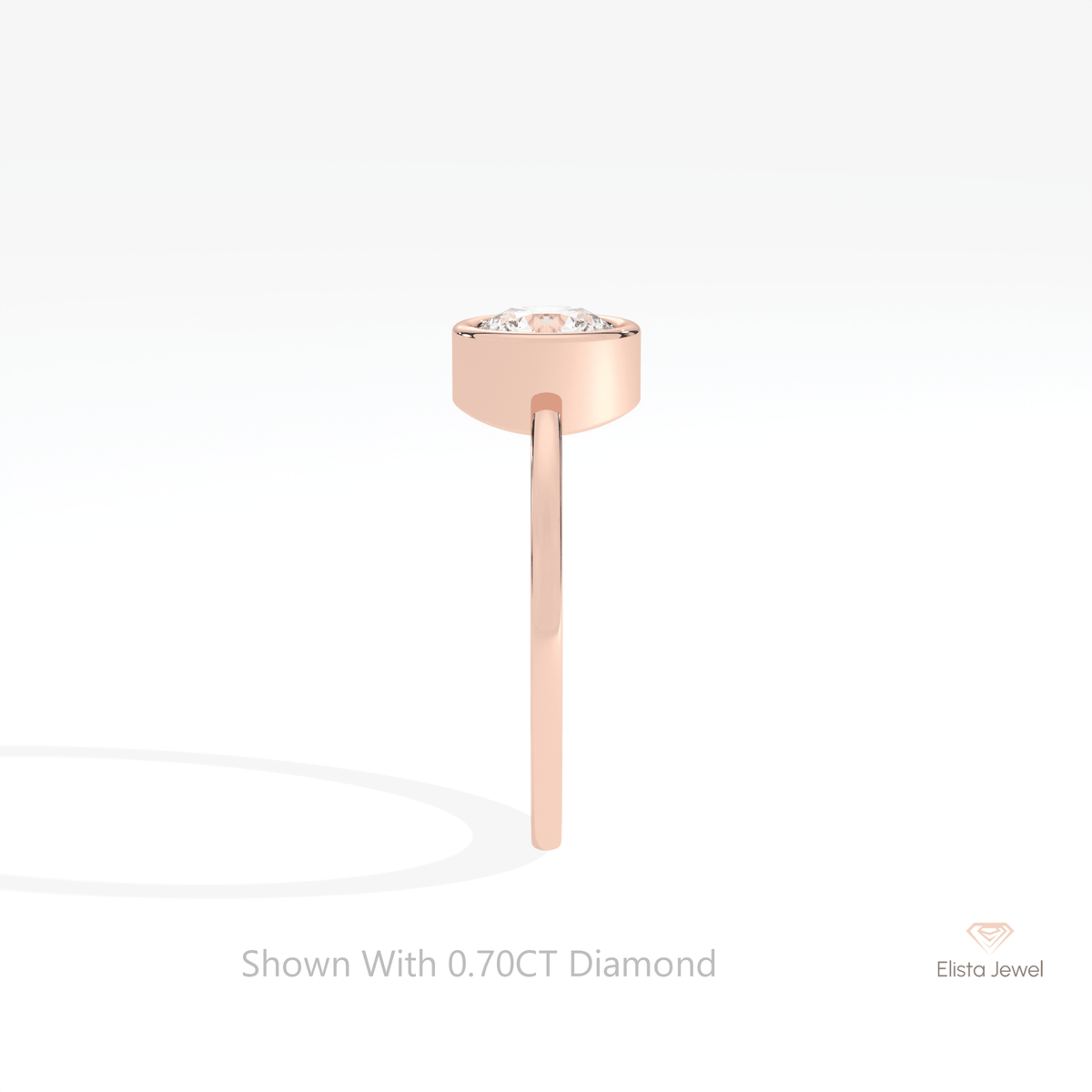 Round Cut Full Bezel Solitaire Lab Grown Diamond Ring - Additional View