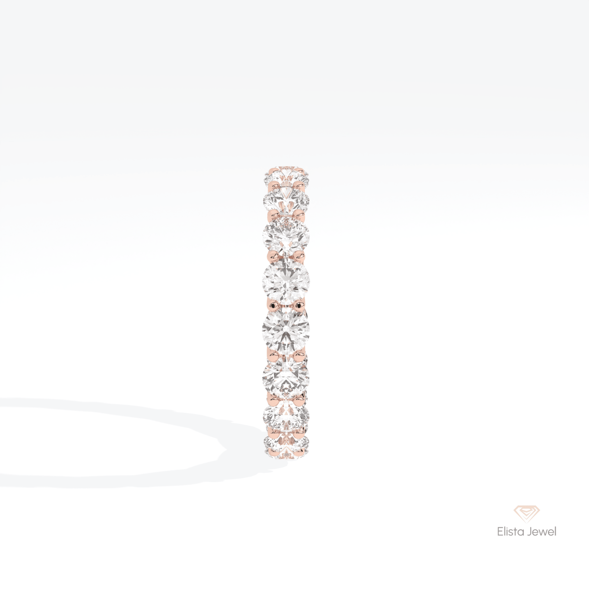 Round Cut Full Eternity Matching Lab Grown Diamond Band in 18K Yellow Gold - Perspective View