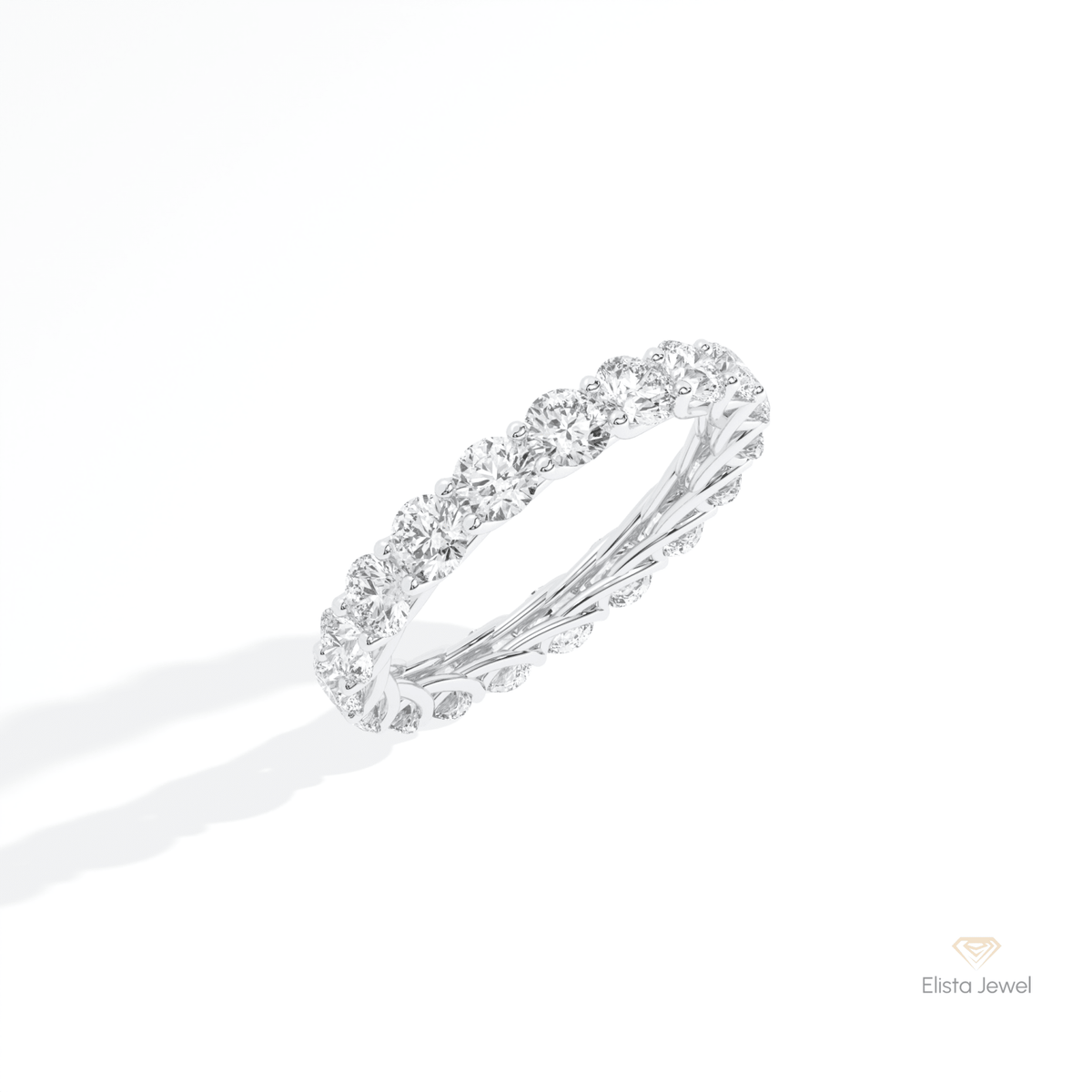 Round Cut Full Eternity Matching Lab Grown Diamond Band in 10K Yellow Gold - Side View