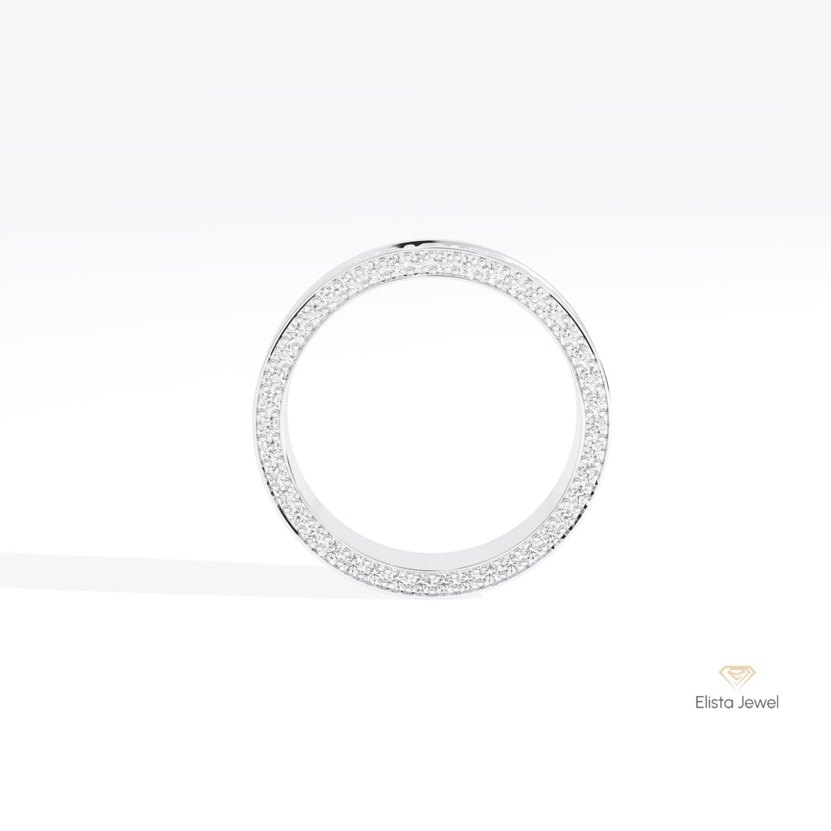 Round Cut Full Eternity Matching Lab Grown Diamond Band in 10K Rose Gold - Angled View