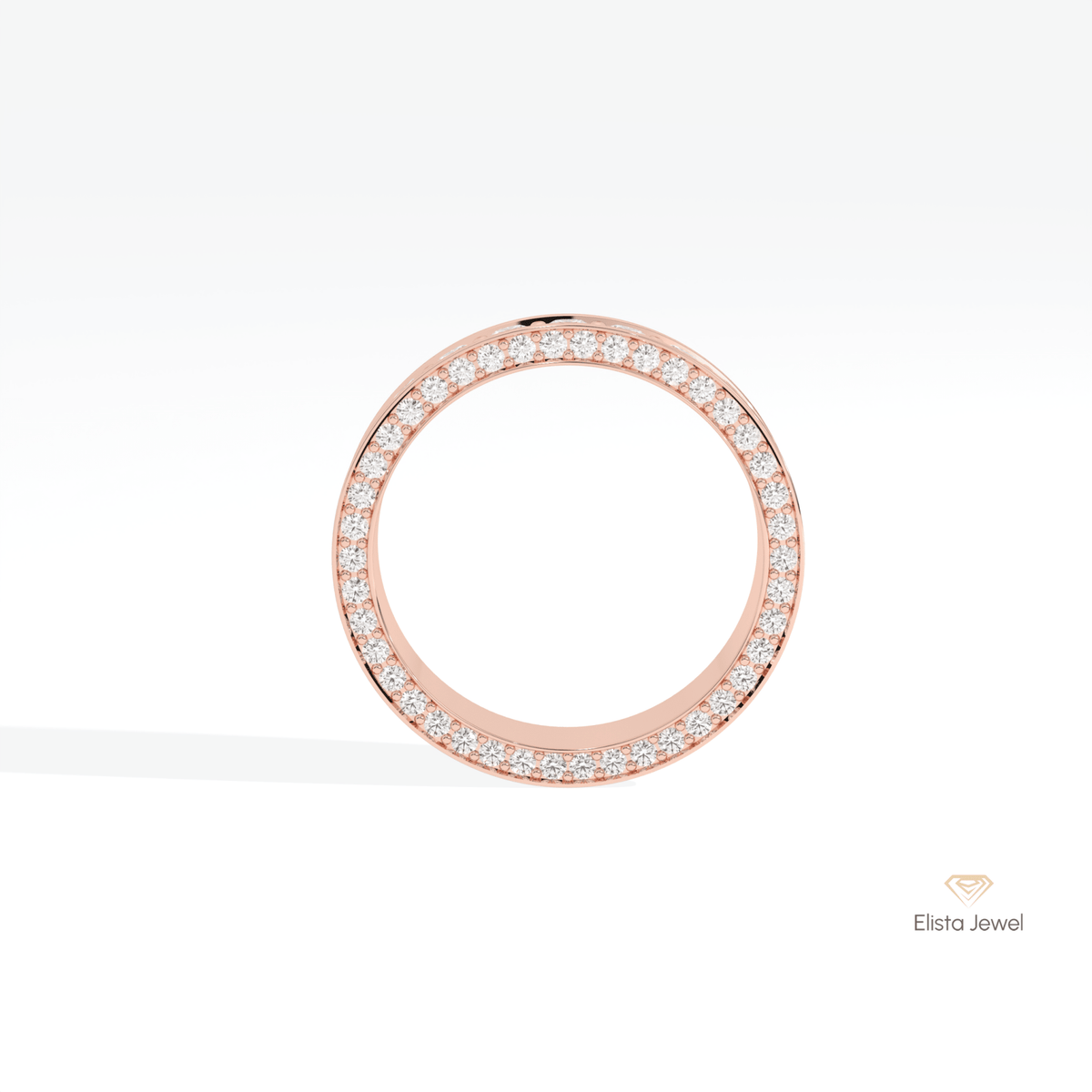 Round Cut Full Eternity Matching Lab Grown Diamond Band in 18K White Gold - Close-up View