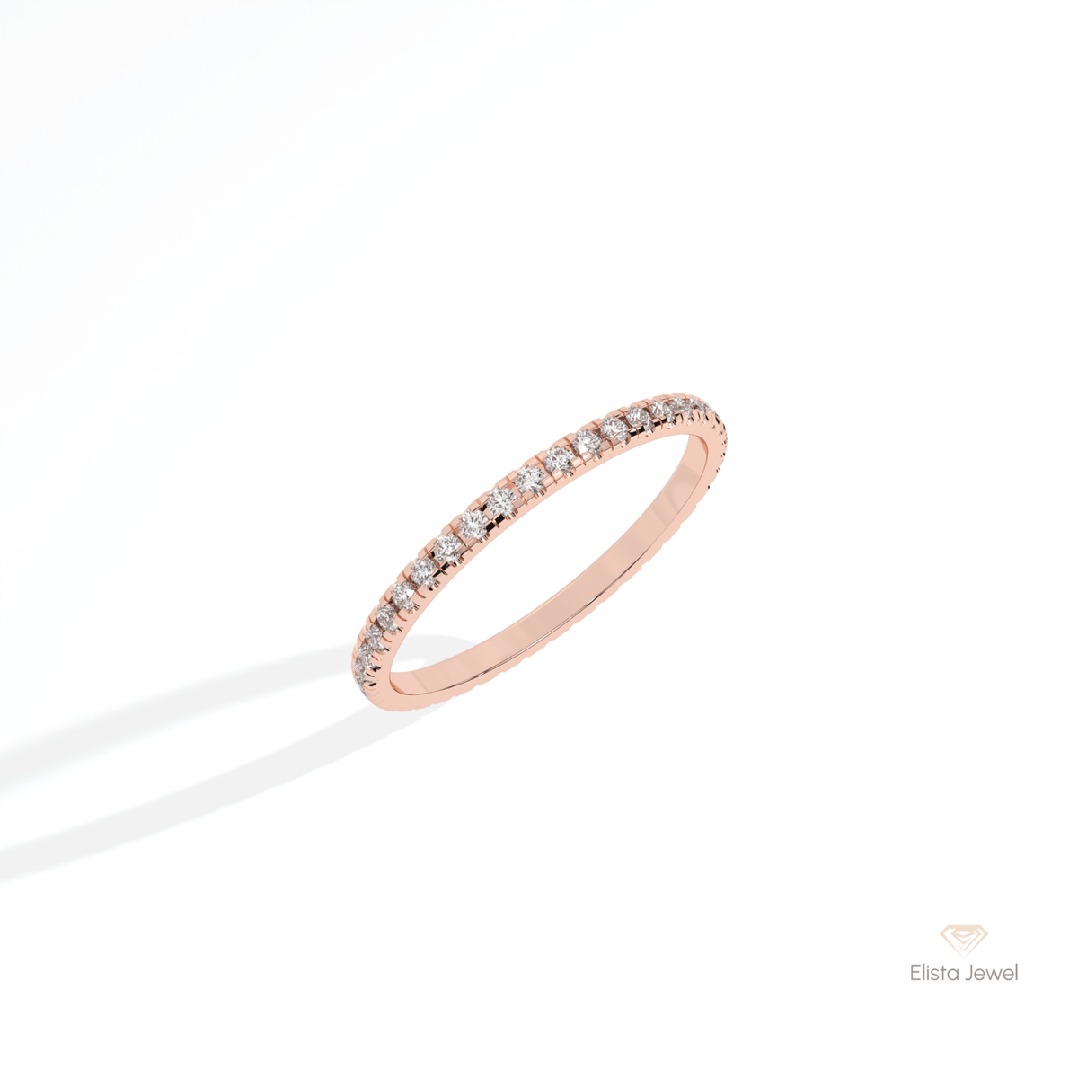 Round Cut Full Eternity Stacking Lab Grown Diamond Band in 10K Yellow Gold - Side View