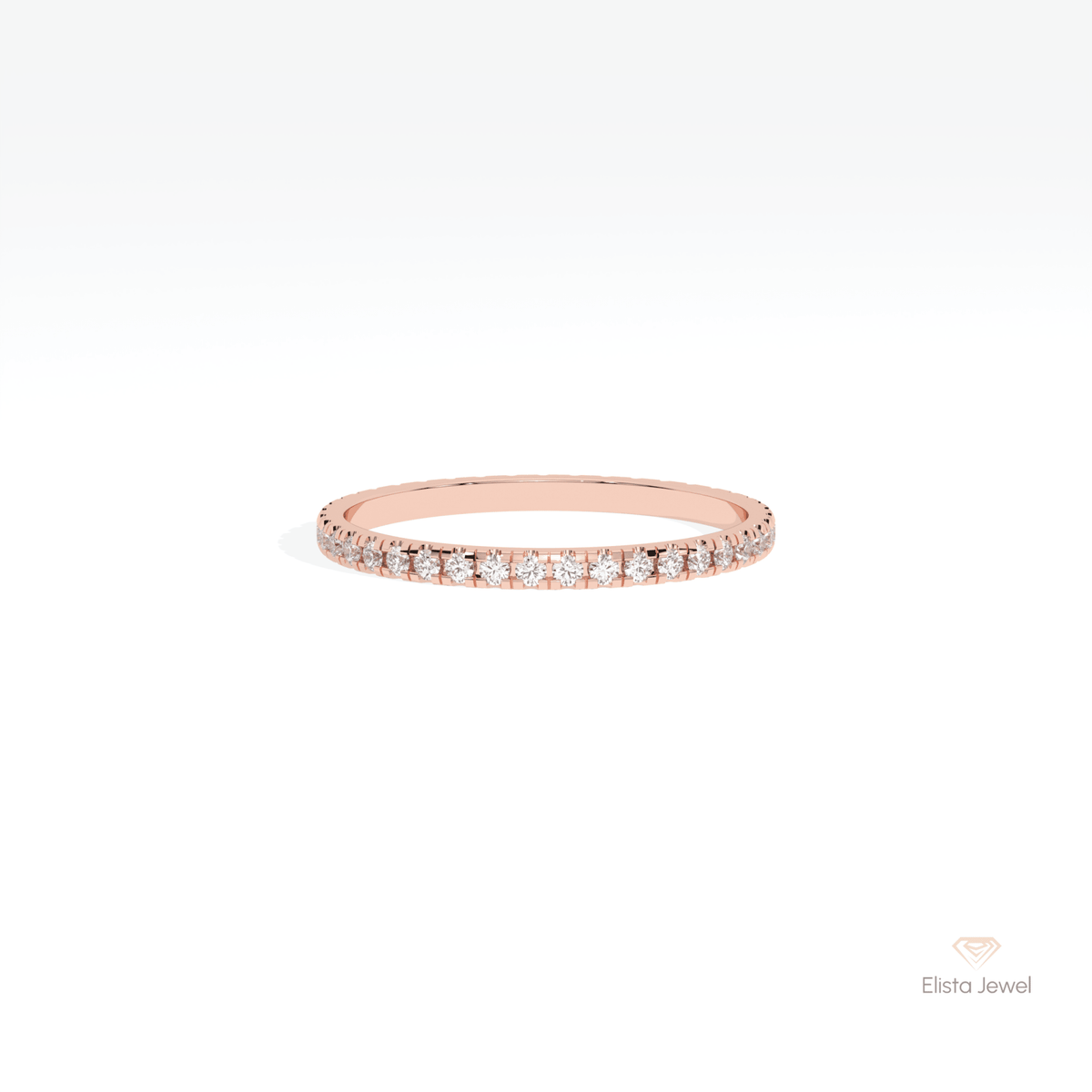 Round Cut Full Eternity Stacking Lab Grown Diamond Band in 10K White Gold - Front View