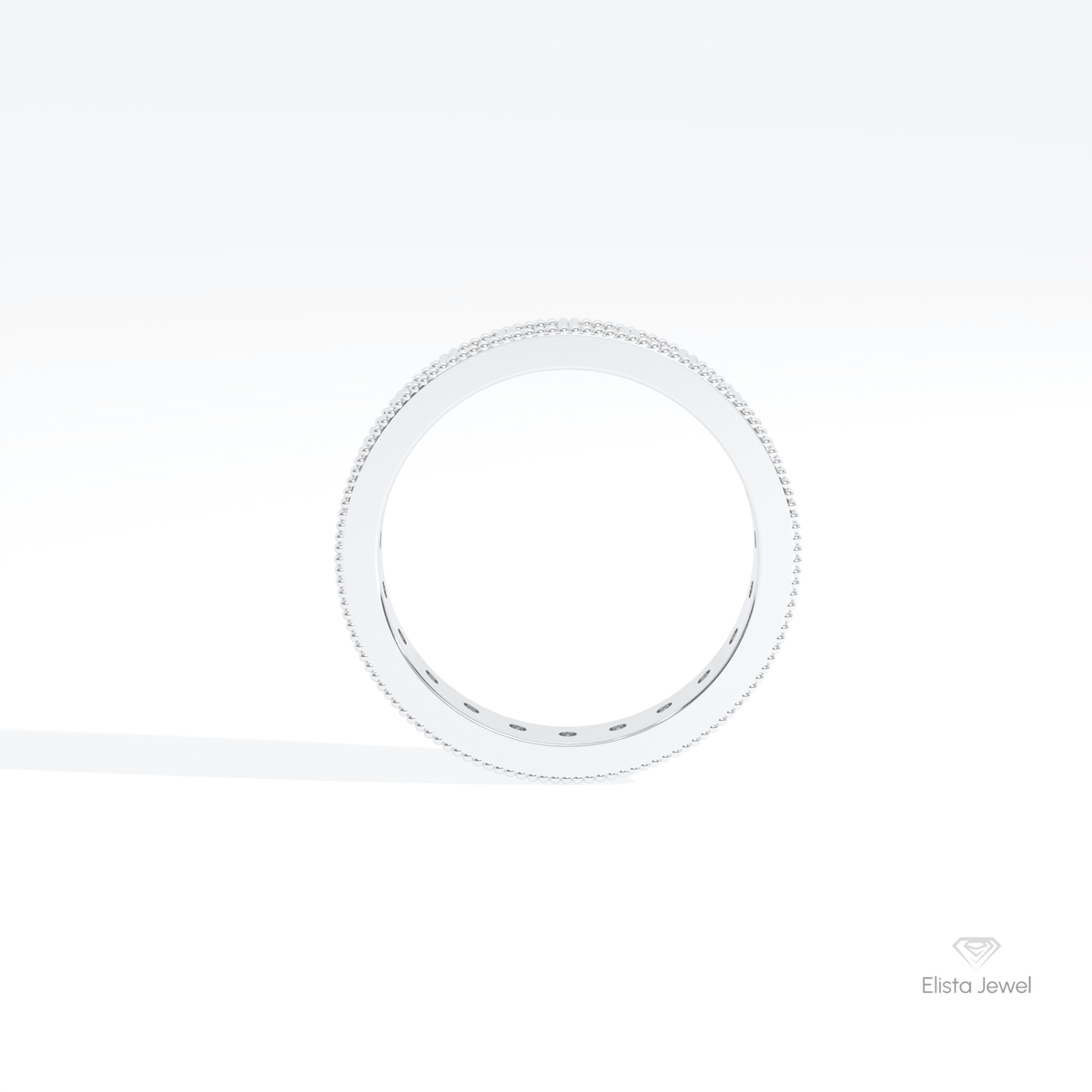 Round Cut Full Eternity Stacking Lab Grown Diamond Band in 18K White Gold - Close-up View