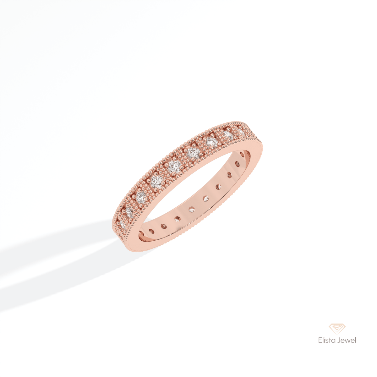 Round Cut Full Eternity Stacking Lab Grown Diamond Band in Platinum - Lifestyle View