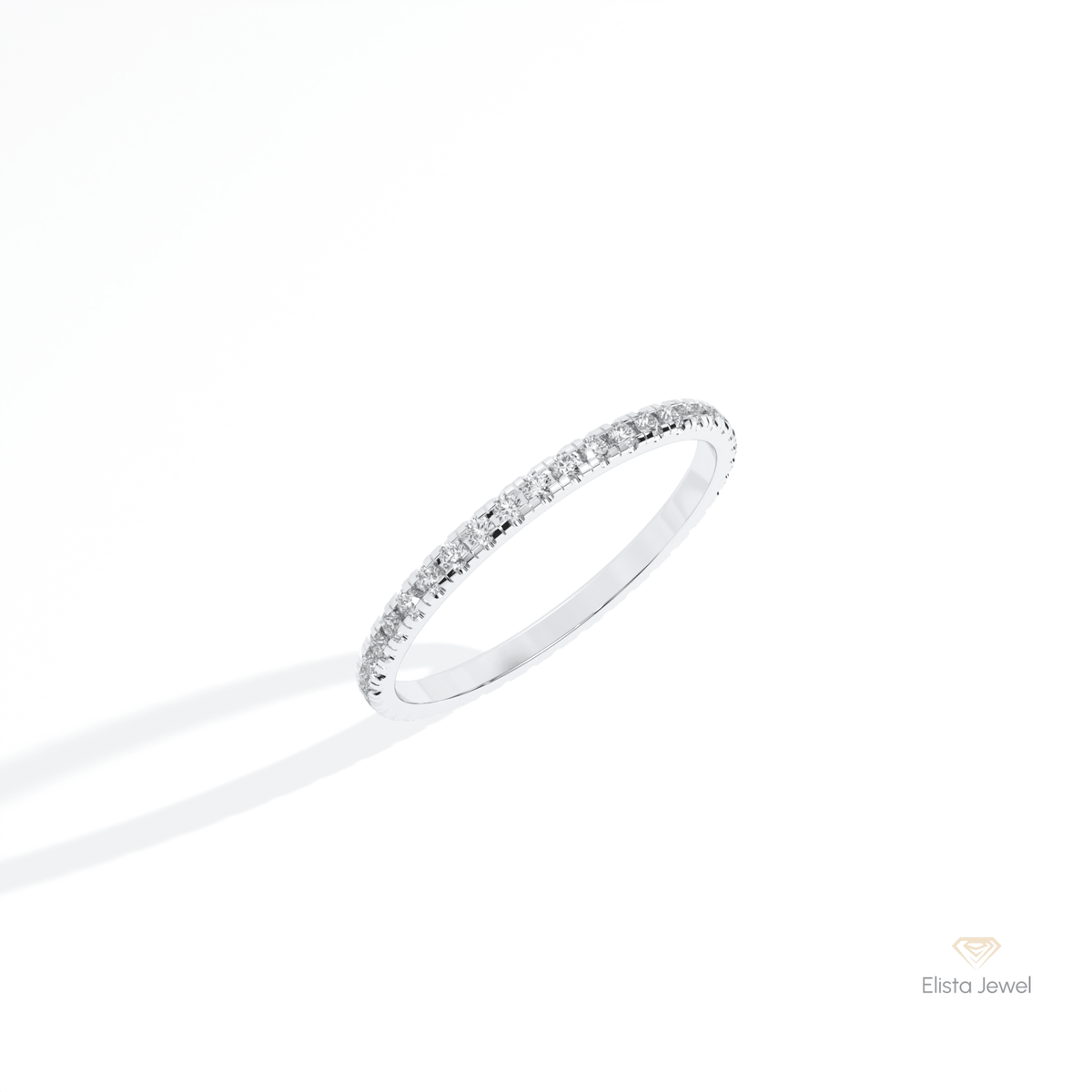 Round Cut Full Eternity Stacking Lab Grown Diamond Band in 14K Rose Gold - Profile View