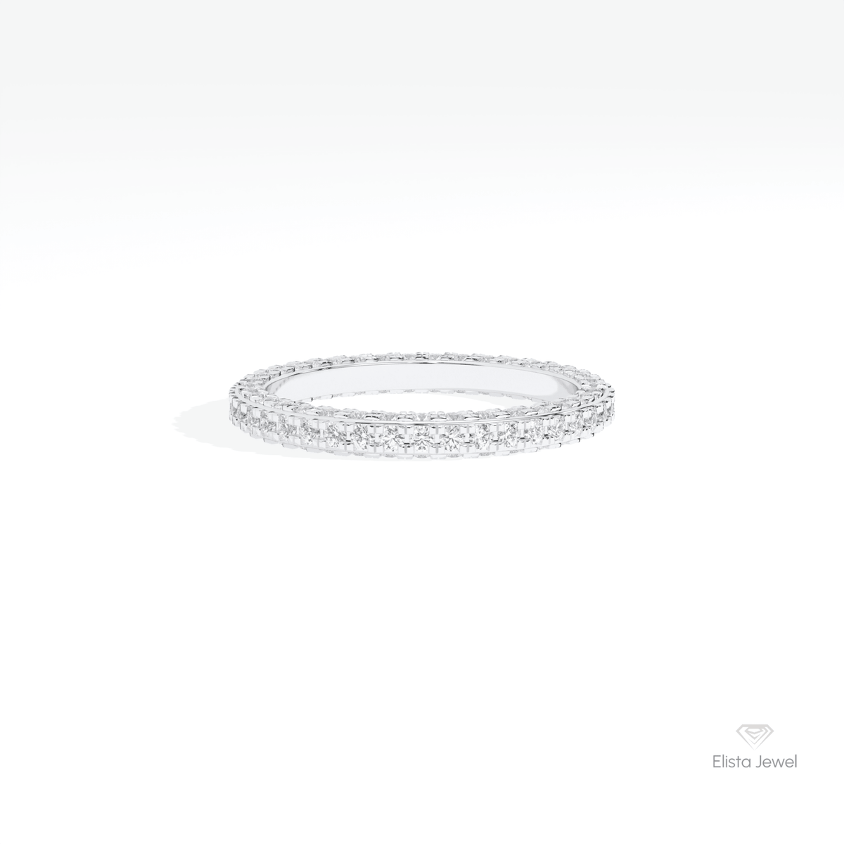 Round Cut Full Eternity Wedding Lab Grown Diamond Band in 14K Yellow Gold - Detail View