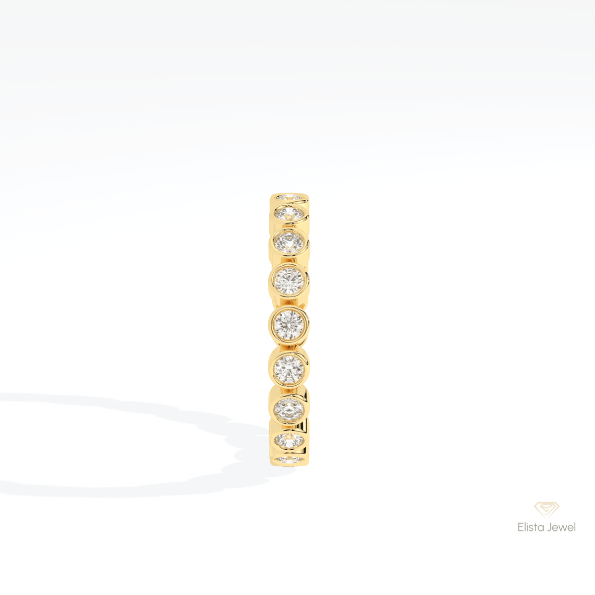 Round Cut Full Eternity Wedding Lab Grown Diamond Band in 18K White Gold - Close-up View