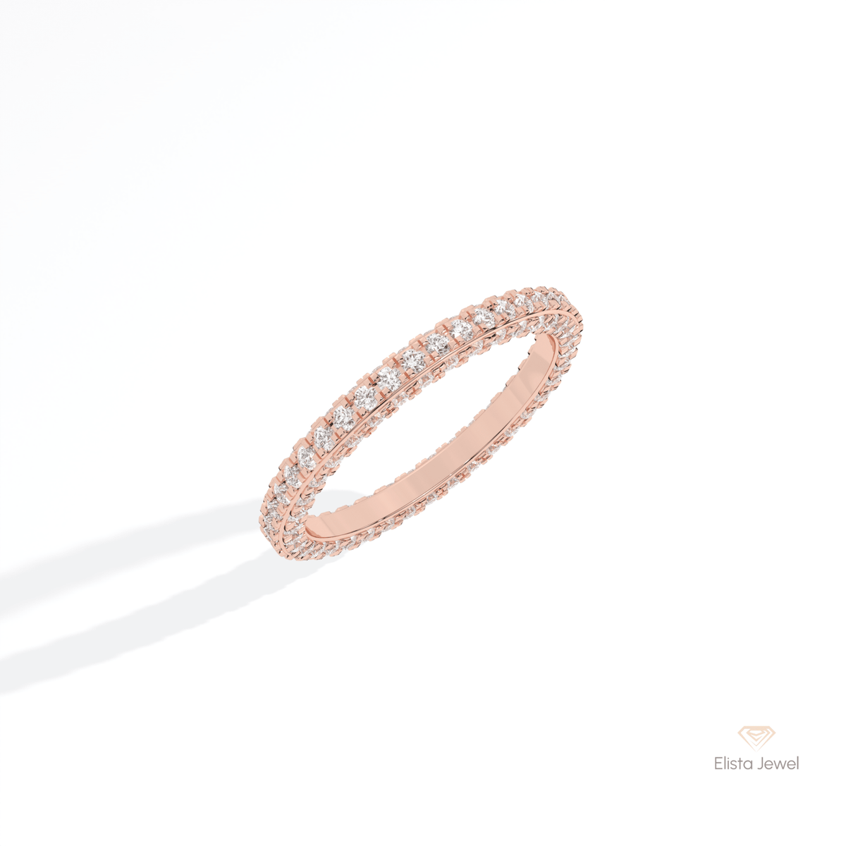 Round Cut Full Eternity Wedding Lab Grown Diamond Band in 10K Yellow Gold - Side View