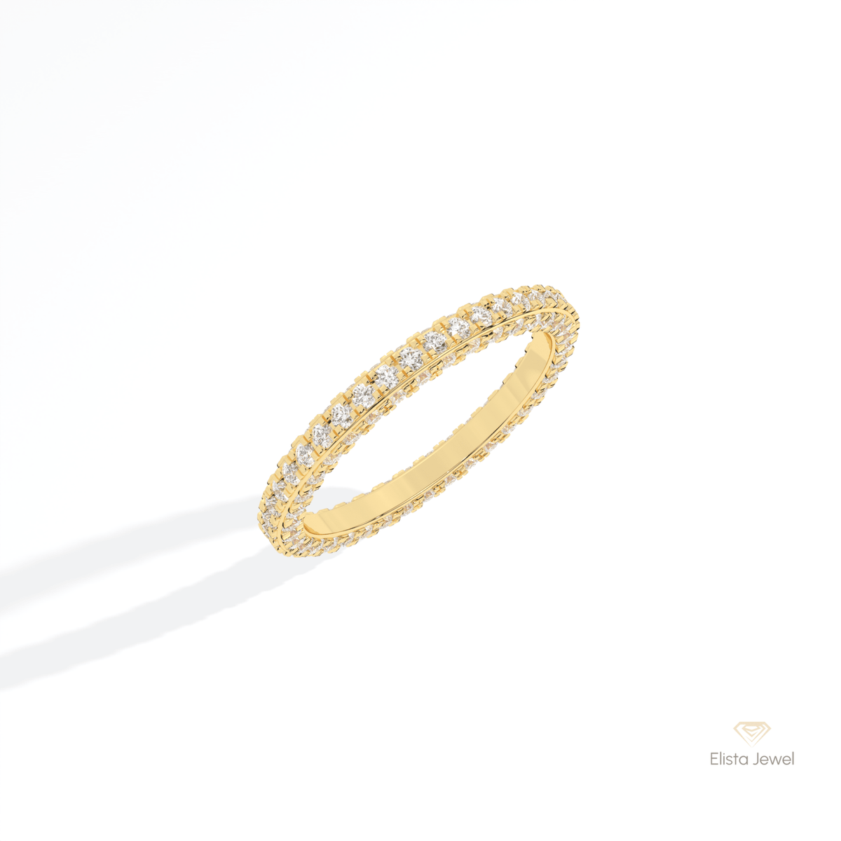 Round Cut Full Eternity Wedding Lab Grown Diamond Band in Platinum - Lifestyle View