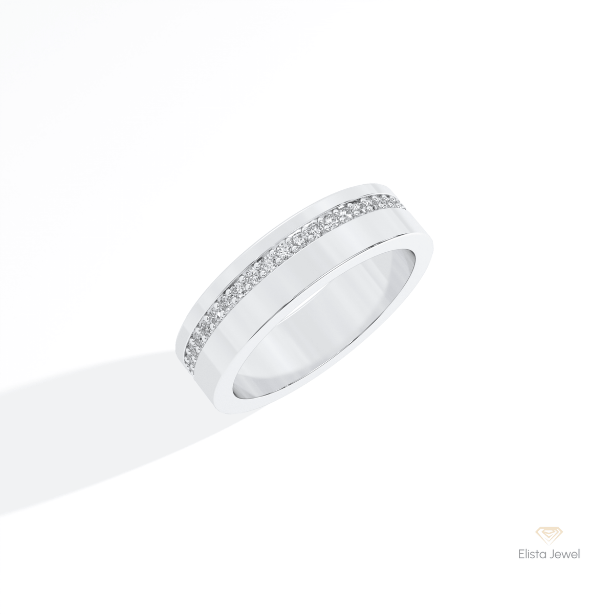 Round Cut Full Eternity Wedding Lab Grown Diamond Band in 14K Rose Gold - Profile View