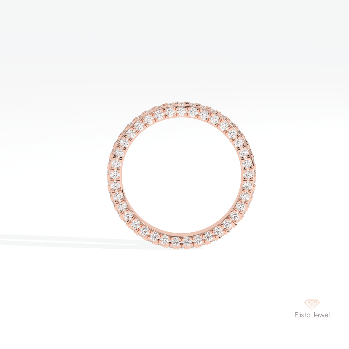 Round Cut Full Eternity Wedding Lab Grown Diamond Band in 10K Rose Gold - Angled View