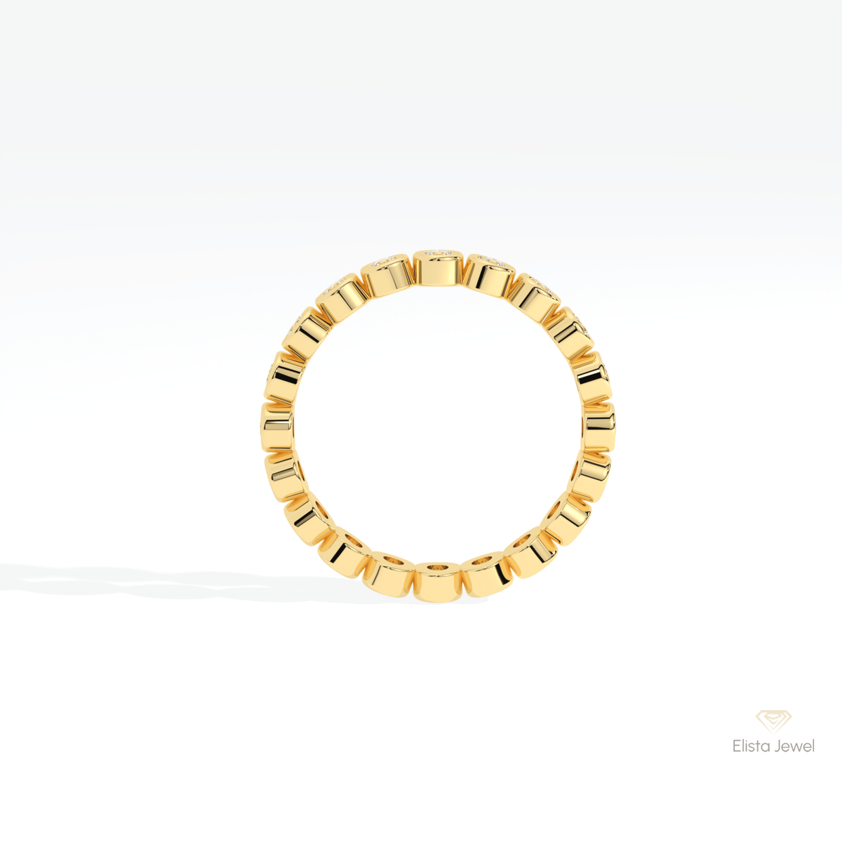 Round Cut Full Eternity Wedding Lab Grown Diamond Band in 14K Rose Gold - Profile View