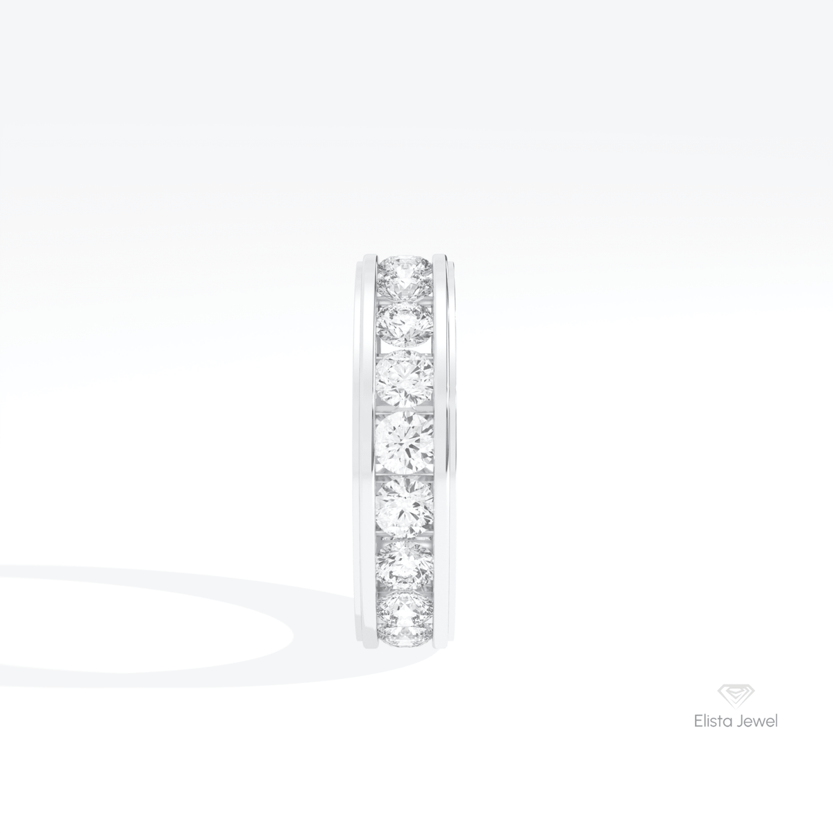 Round Cut Full Eternity Wedding Lab Grown Diamond Band in 14K White Gold - Top View