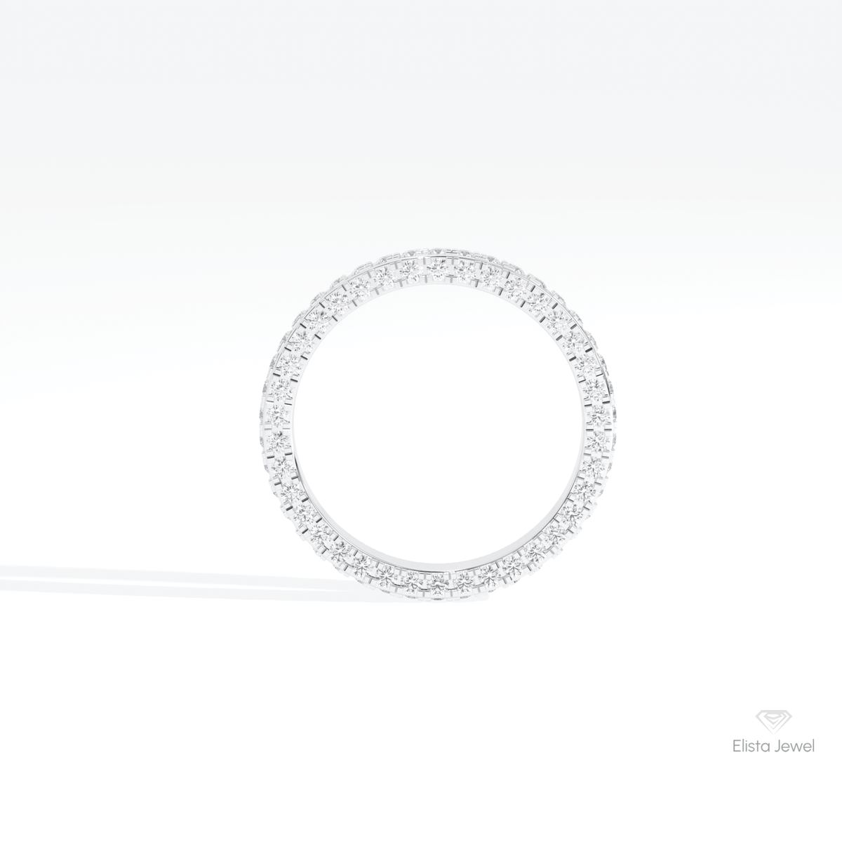 Round Cut Full Eternity Wedding Lab Grown Diamond Band in 14K Rose Gold - Profile View