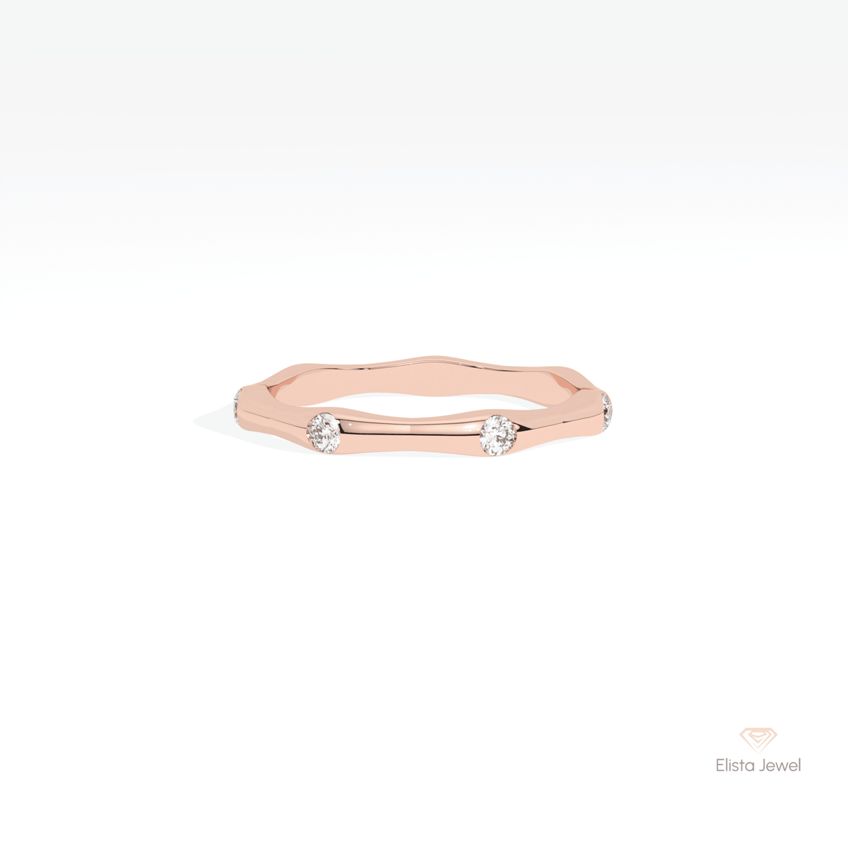 Round Cut Full Eternity Wedding Lab Grown Diamond Band in 10K White Gold - Front View