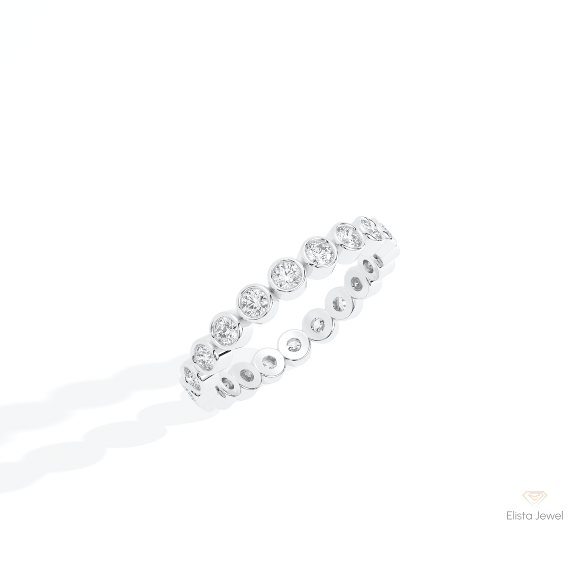 Round Cut Full Eternity Wedding Lab Grown Diamond Band in 14K White Gold - Top View