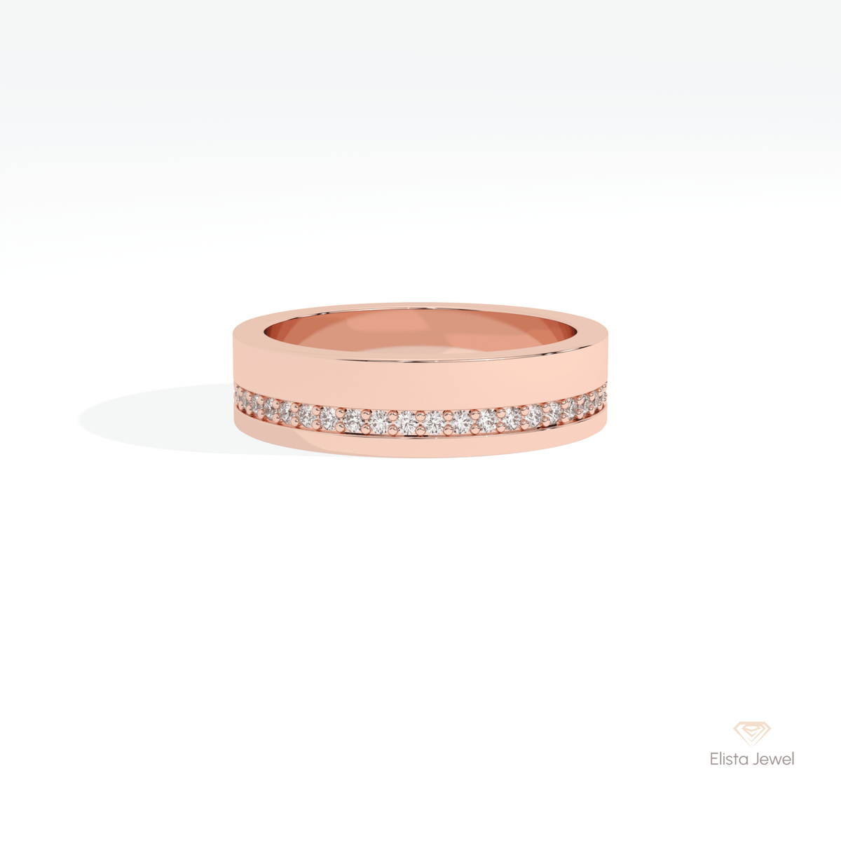 Round Cut Full Eternity Wedding Lab Grown Diamond Band in 18K Rose Gold - Ring on Hand View