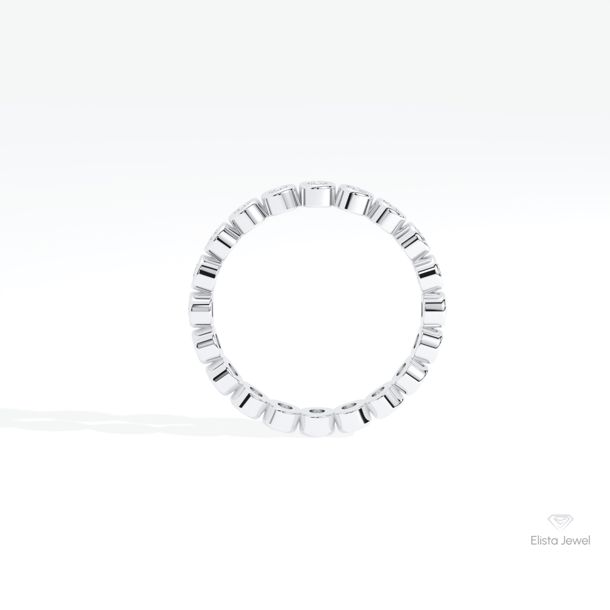 Round Cut Full Eternity Wedding Lab Grown Diamond Band in 10K Yellow Gold - Side View