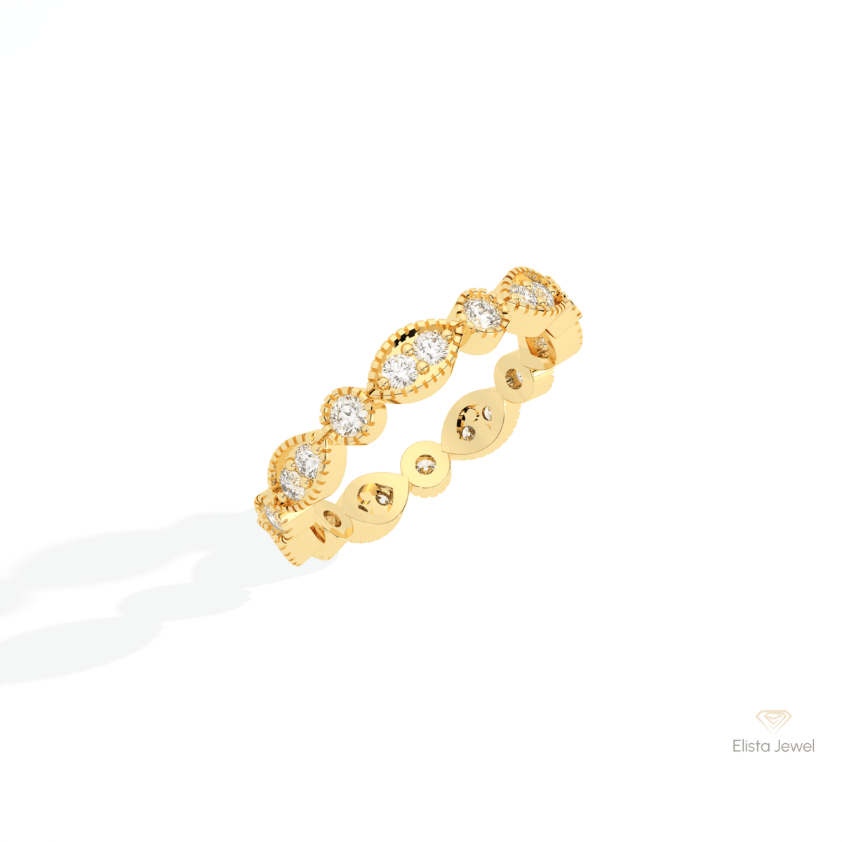 Round Cut Full Eternity Wedding Lab Grown Diamond Band in Platinum - Lifestyle View