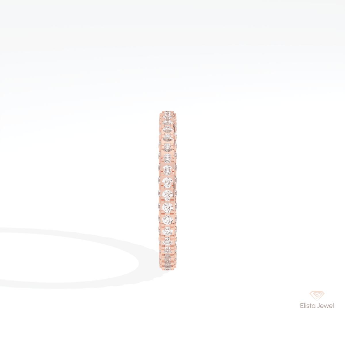 Round Cut Full Eternity Wedding Lab Grown Diamond Band in 14K White Gold - Top View