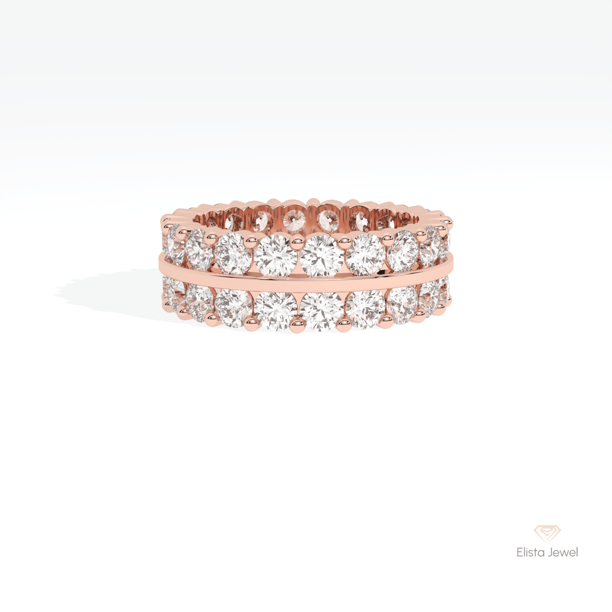 Round Cut Full Eternity Wedding Lab Grown Diamond Band in 10K White Gold - Front View
