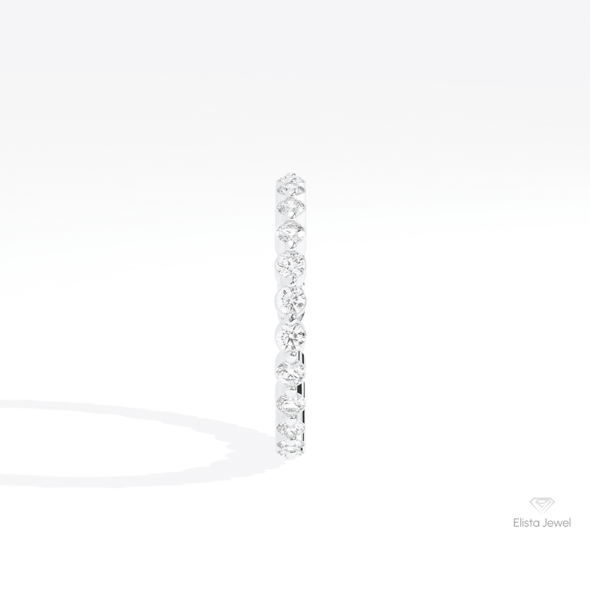 Round Cut Full Eternity Wedding Lab Grown Diamond Band in 18K Yellow Gold - Perspective View