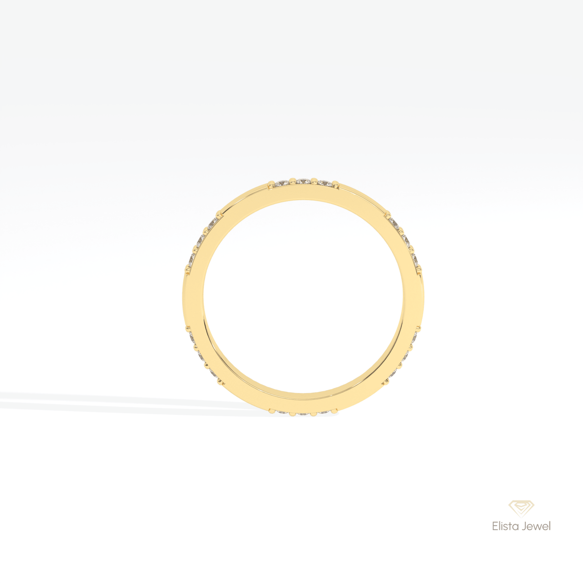Round Cut Full Eternity Wedding Lab Grown Diamond Band in 18K White Gold - Close-up View